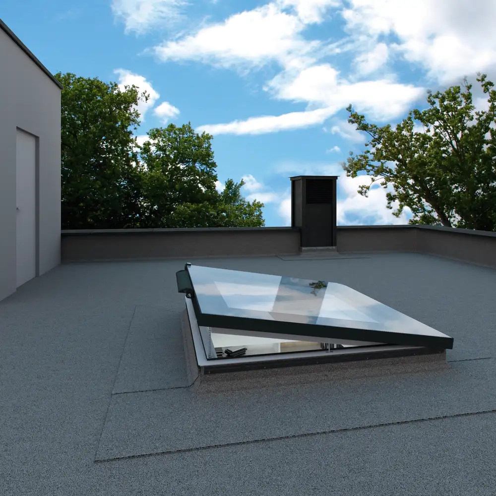 DEF SOLAR Solar powered flat roof deck mounted skylight | fakro_us